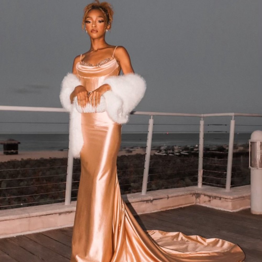 Elegant Gold Prom Dress. WORN ONCE! - Picture 2 of 3